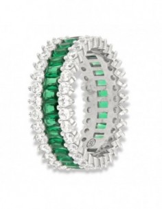 Anello Argento Rodiato Eternity Zirconi Verdi Baguette [ddce0e36]