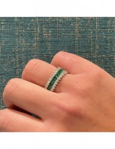 Anello Argento Rodiato Eternity Zirconi Verdi Baguette [ddce0e36] 2