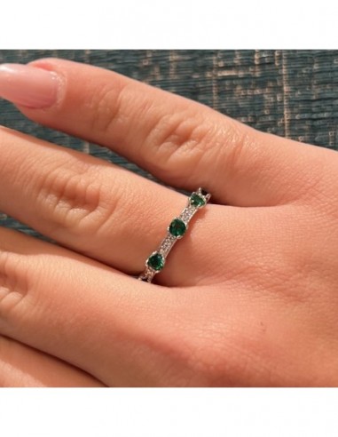 Anello Argento Rodiato Eternity Zirconi Verdi/Bianchi [399d1032]