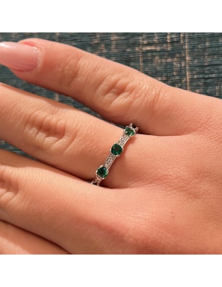Anello Argento Rodiato Eternity Zirconi Verdi/Bianchi [399d1032]