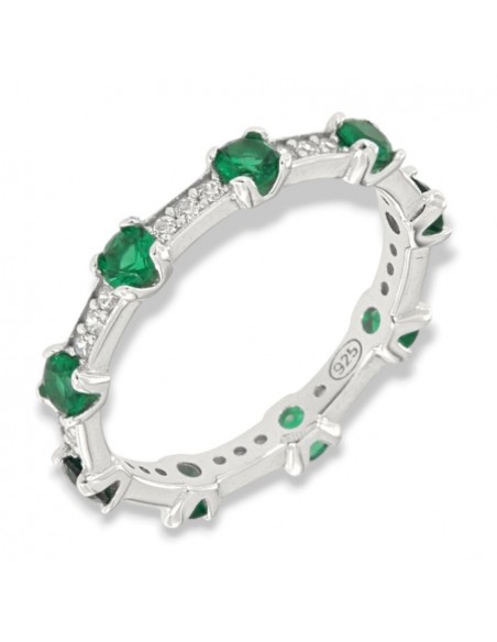 Anello Argento Rodiato Eternity Zirconi Verdi/Bianchi [8e80d136]