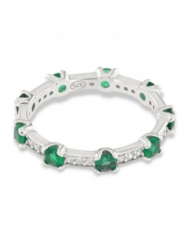 Anello Argento Rodiato Eternity Zirconi Verdi/Bianchi [e5eb1421]