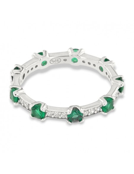Anello Argento Rodiato Eternity Zirconi Verdi/Bianchi [e5eb1421]