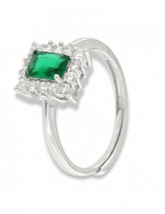 Anello Argento Rodiato Principessa Verde Rettangolare 6x4MM [d89e4928]