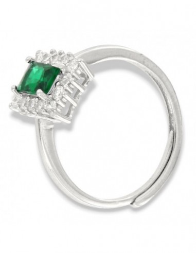 Anello Argento Rodiato Principessa Verde Rettangolare 6x4MM [b5bf92f6]