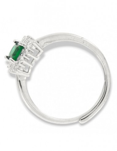Anello Argento Rodiato Principessa Verde Rettangolare 6x4MM [02a253f2]