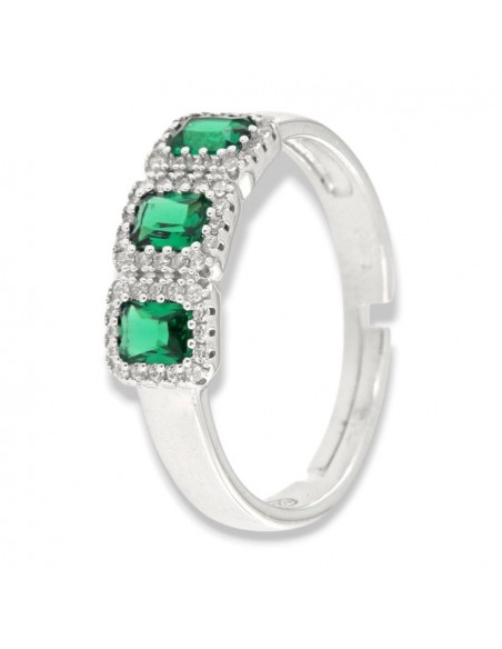 Anello Argento Rodiato Trilogy Verde Zirconi Rettangolari [2678b6df]