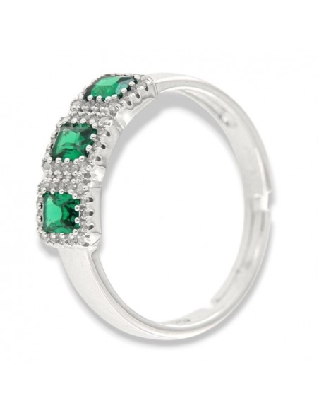 Anello Argento Rodiato Trilogy Verde Zirconi Rettangolari [9a986c65]