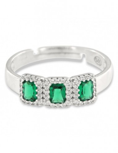 Anello Argento Rodiato Trilogy Verde Zirconi Rettangolari [f4a3ee6c]