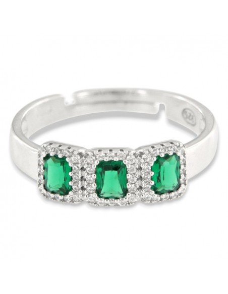Anello Argento Rodiato Trilogy Verde Zirconi Rettangolari [f4a3ee6c]