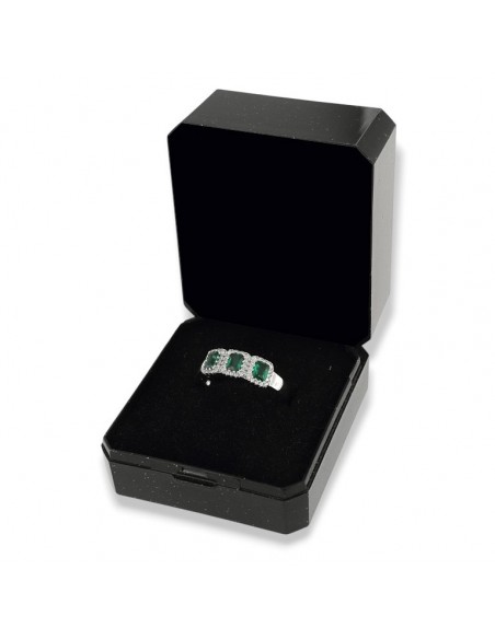 Anello Argento Rodiato Trilogy Verde Zirconi Rettangolari [43be2f68]
