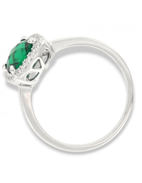 Anello Argento Rodiato Principessa Verde Quadrata 7x7 Millimetri [cb8e8694]