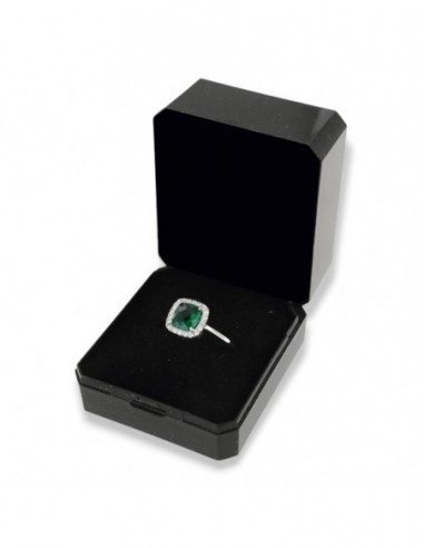 Anello Argento Rodiato Principessa Verde Quadrata 7x7 Millimetri [a5b5049d]