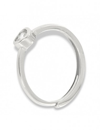 Anello Argento Rodiato Cuore Zircone Bianco [e78dfd96]