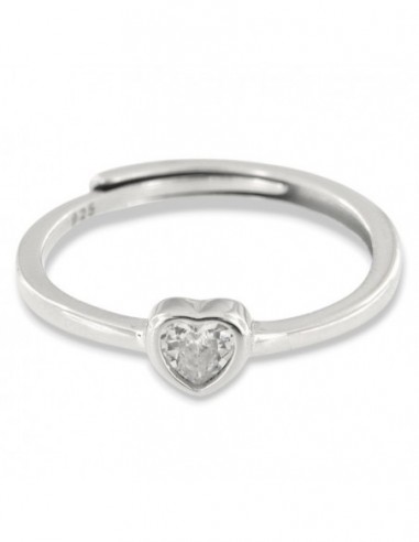 Anello Argento Rodiato Cuore Zircone Bianco [89b67f9f]