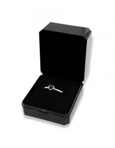 Anello Argento Rodiato Cuore Zircone Verde [46f2da14]