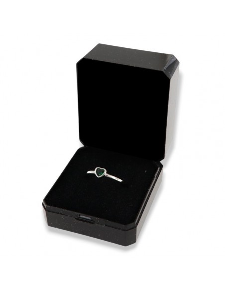 Anello Argento Rodiato Cuore Zircone Verde [46f2da14]