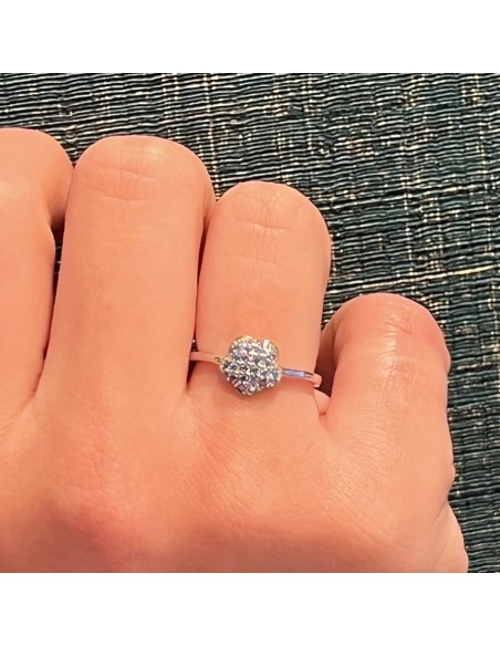 Anello Argento Rodiato Fiore Zirconi Celesti [30679c9e]