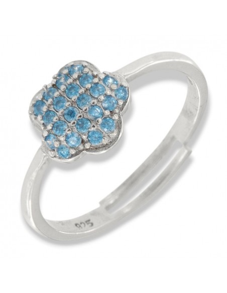 Anello Argento Rodiato Fiore Zirconi Celesti [877a5d9a]