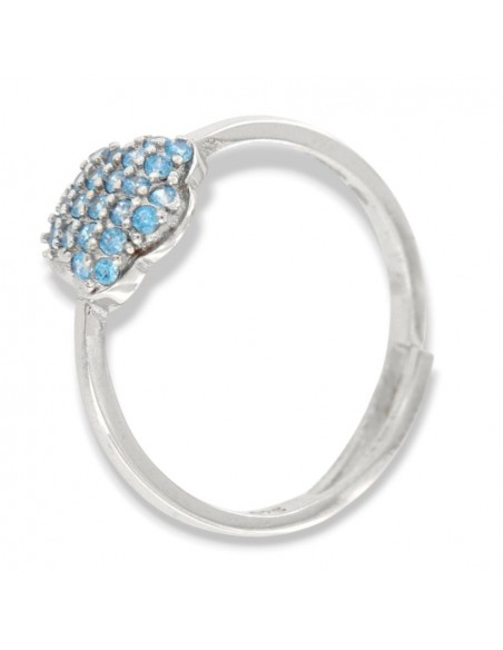Anello Argento Rodiato Fiore Zirconi Celesti [822a1a84]