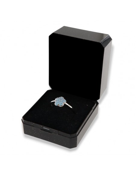 Anello Argento Rodiato Fiore Zirconi Celesti [5b0c5989]