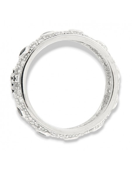 Anello Argento Rodiato Zirconi Neri E Bianchi Pavè [6f9ce111]