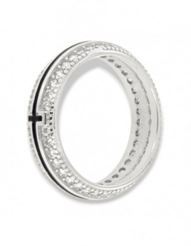 ANELLO ARGENTO RODIATO CON LATI ZIRCONI [5f2df814]