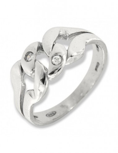 Anello Argento Rodiato Grumetta Zirconi Bianchi [8236a8e6]