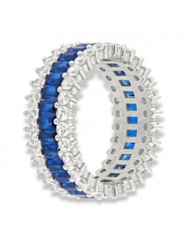 Anello Argento Rodiato Eternity Zirconi Blu Baguette [bc6b7e9f]
