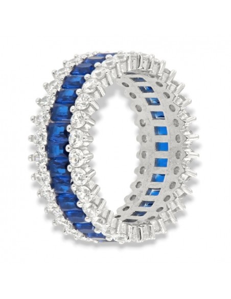 Anello Argento Rodiato Eternity Zirconi Blu Baguette [bc6b7e9f]