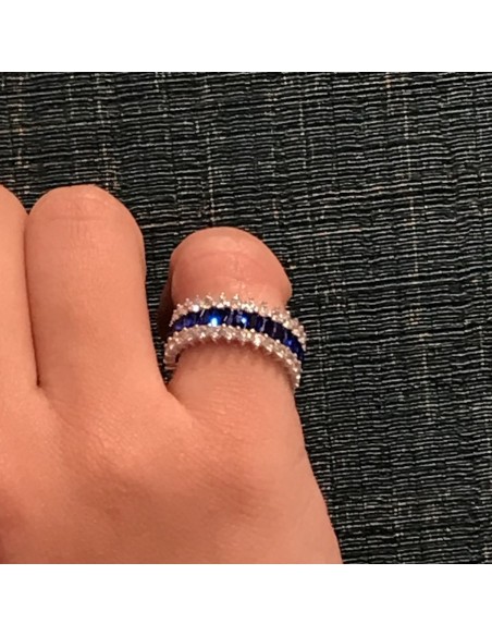 Anello Argento Rodiato Eternity Zirconi Blu Baguette [45c4b456]