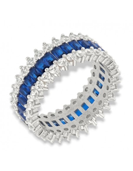 Anello Argento Rodiato Eternity Zirconi Blu Baguette [f2d97552]