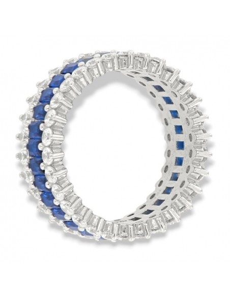 Anello Argento Rodiato Eternity Zirconi Blu Baguette [f789324c]