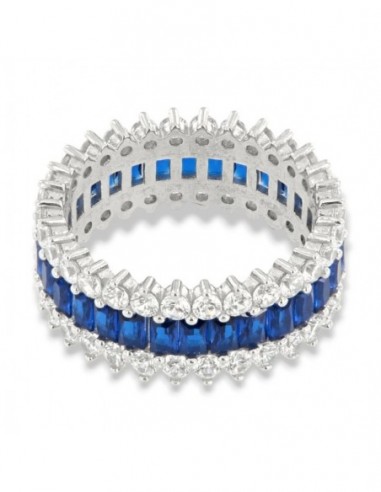 Anello Argento Rodiato Eternity Zirconi Blu Baguette [99b2b045]