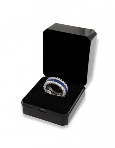 Anello Argento Rodiato Eternity Zirconi Blu Baguette [2eaf7141]