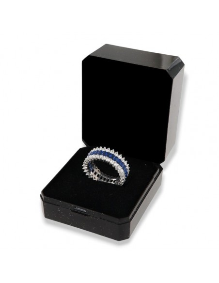 Anello Argento Rodiato Eternity Zirconi Blu Baguette [2eaf7141]
