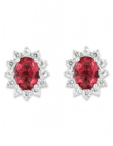 Orecchini Argento Rodiato Principessa Rosso 8x6MM [bf69e408]