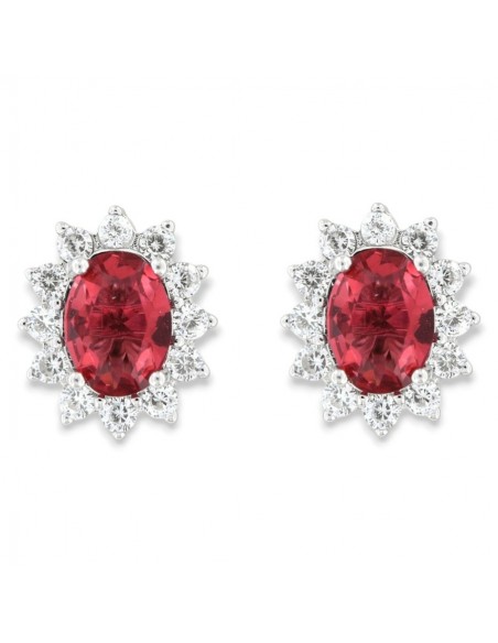 Orecchini Argento Rodiato Principessa Rosso 8x6MM [bf69e408]