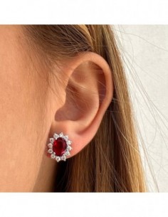 Orecchini Argento Rodiato Principessa Rosso 8x6MM [bf69e408] 2