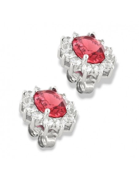 Orecchini Argento Rodiato Principessa Rosso 8x6MM [4b09f3ff]