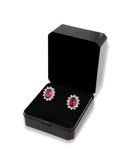 Orecchini Argento Rodiato Principessa Rosso 8x6MM [f94475e5]