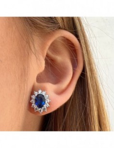 Orecchini Argento Rodiato Principessa Blu 8x6MM [b5c96a34] 2