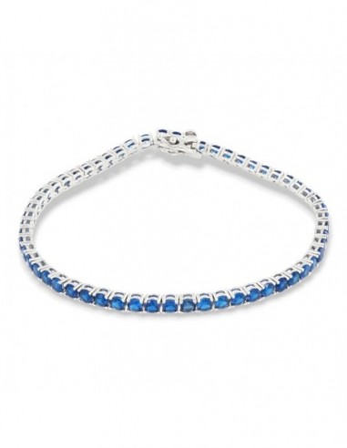 Bracciale Argento Rodiato Tennis Zirconi Blu 3MM [cfff346f]