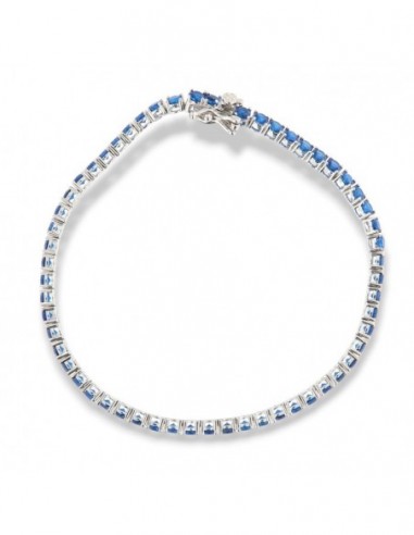 Bracciale Argento Rodiato Tennis Zirconi Blu 3MM [78e2f56b]