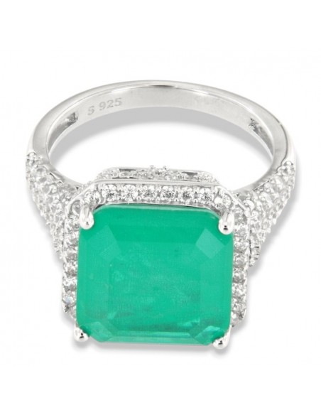 Anello Argento Rodiato Principessa Quadrata 12x12MM [04a7cb93]