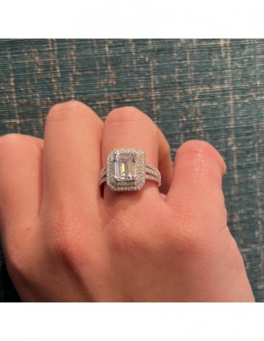 Anello Argento Rodiato Principessa Bianca 9x7MM [4a352d27]
