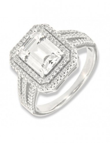 Anello Argento Rodiato Principessa Bianca 9x7MM [fd28ec23]