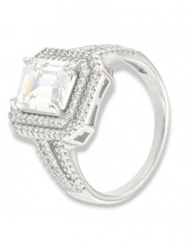 Anello Argento Rodiato Principessa Bianca 9x7MM [f878ab3d]