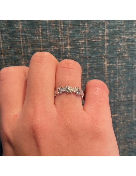 Anello Argento Rodiato Corona Di Fiori [9516f64b]