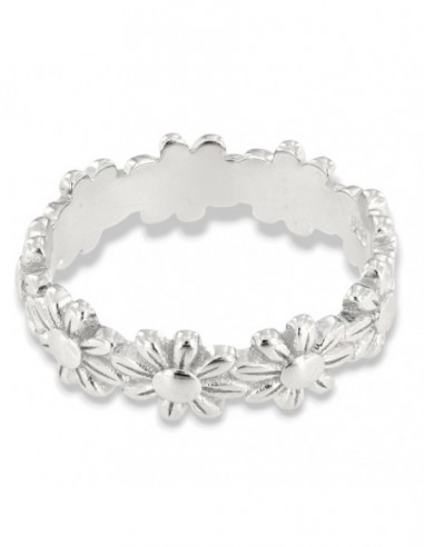 Anello Argento Rodiato Corona Di Fiori [4960f258]